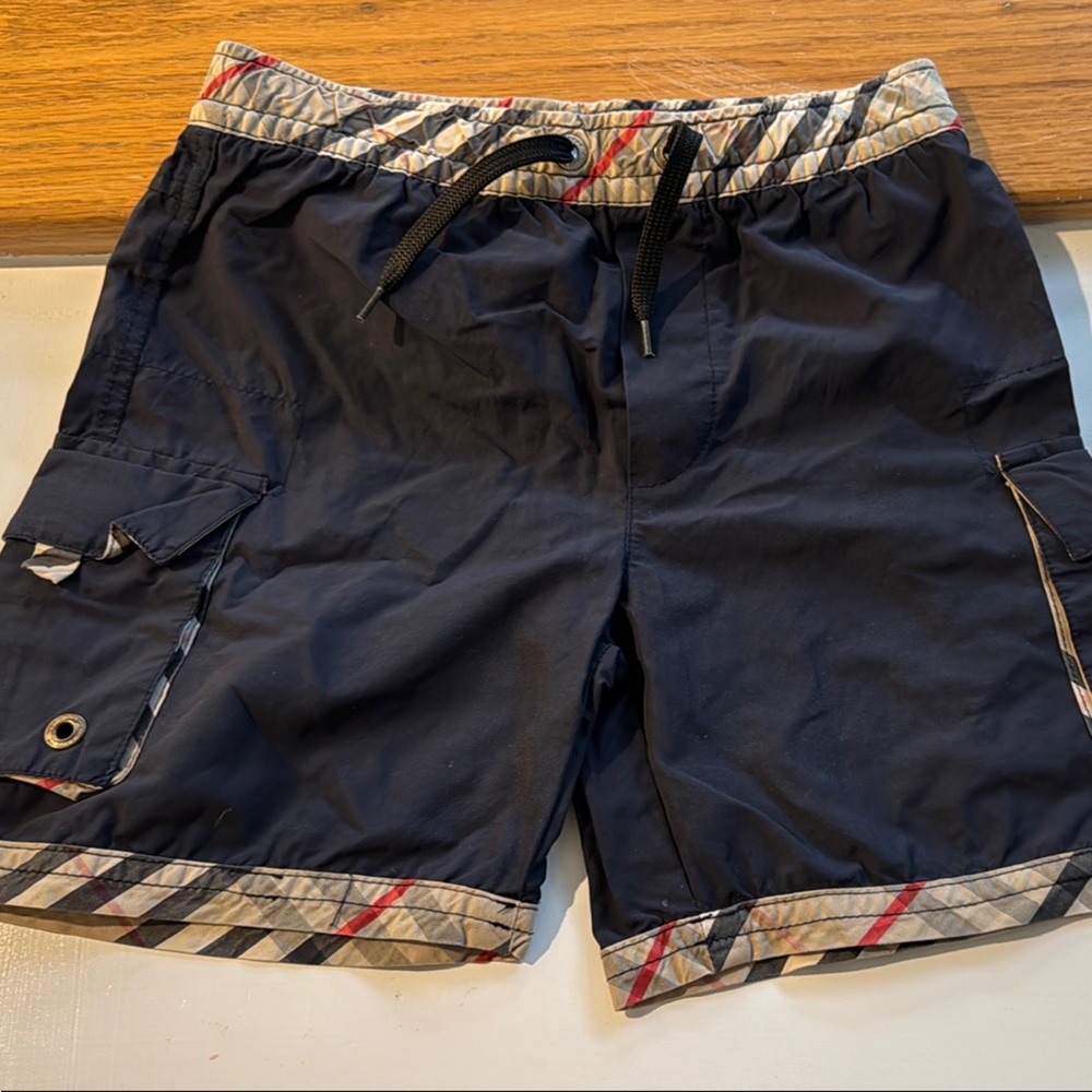 Burberry Blue Swim Trunks with Drawstring Waist